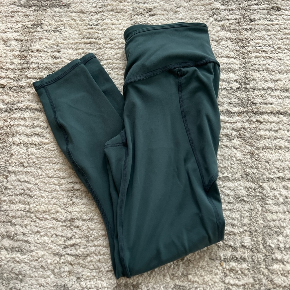 Fabletics Green Leggings with Wide Waistband